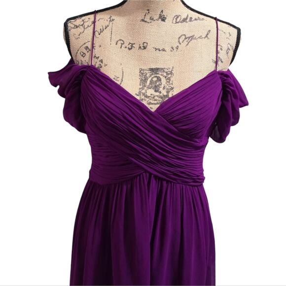 RALPH LAUREN EVENING Elegant Purple Off-Shoulder Maxi Dress Size 8 - Picture 2 of 13